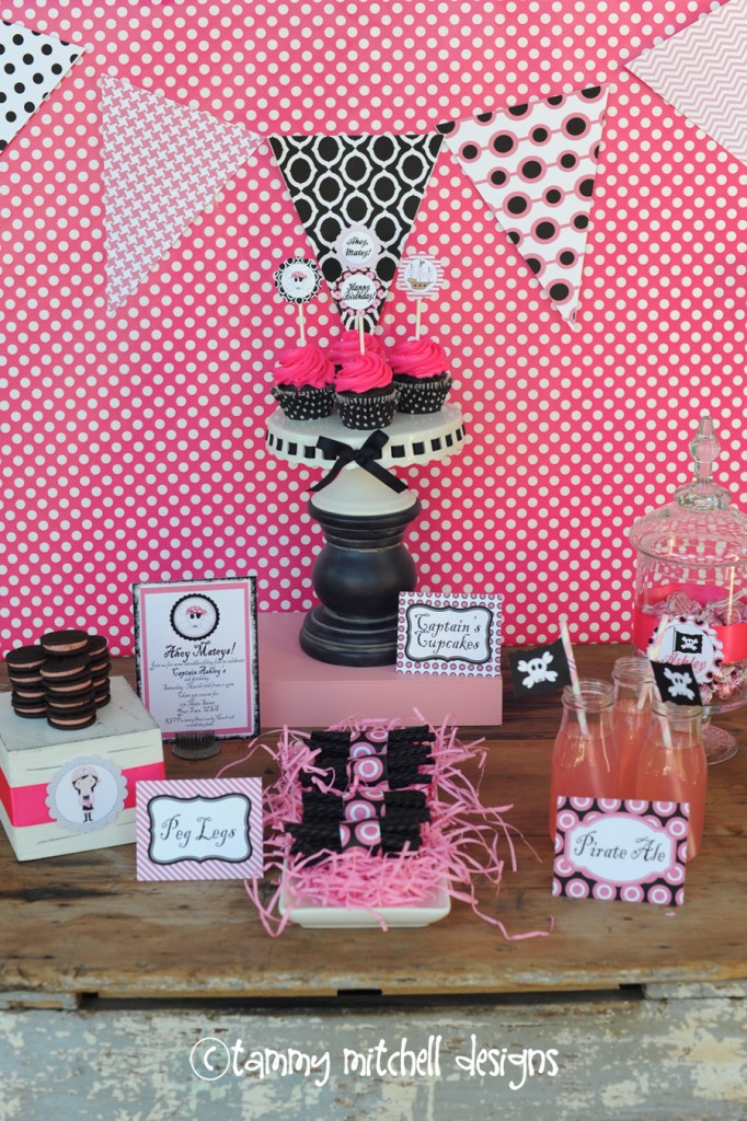 GIRL PARTIES: PIRATE PARTIES: The Pink and Black Ahoy Matey Pirate Girl  Printable Party Collection — Pink Peppermint Design